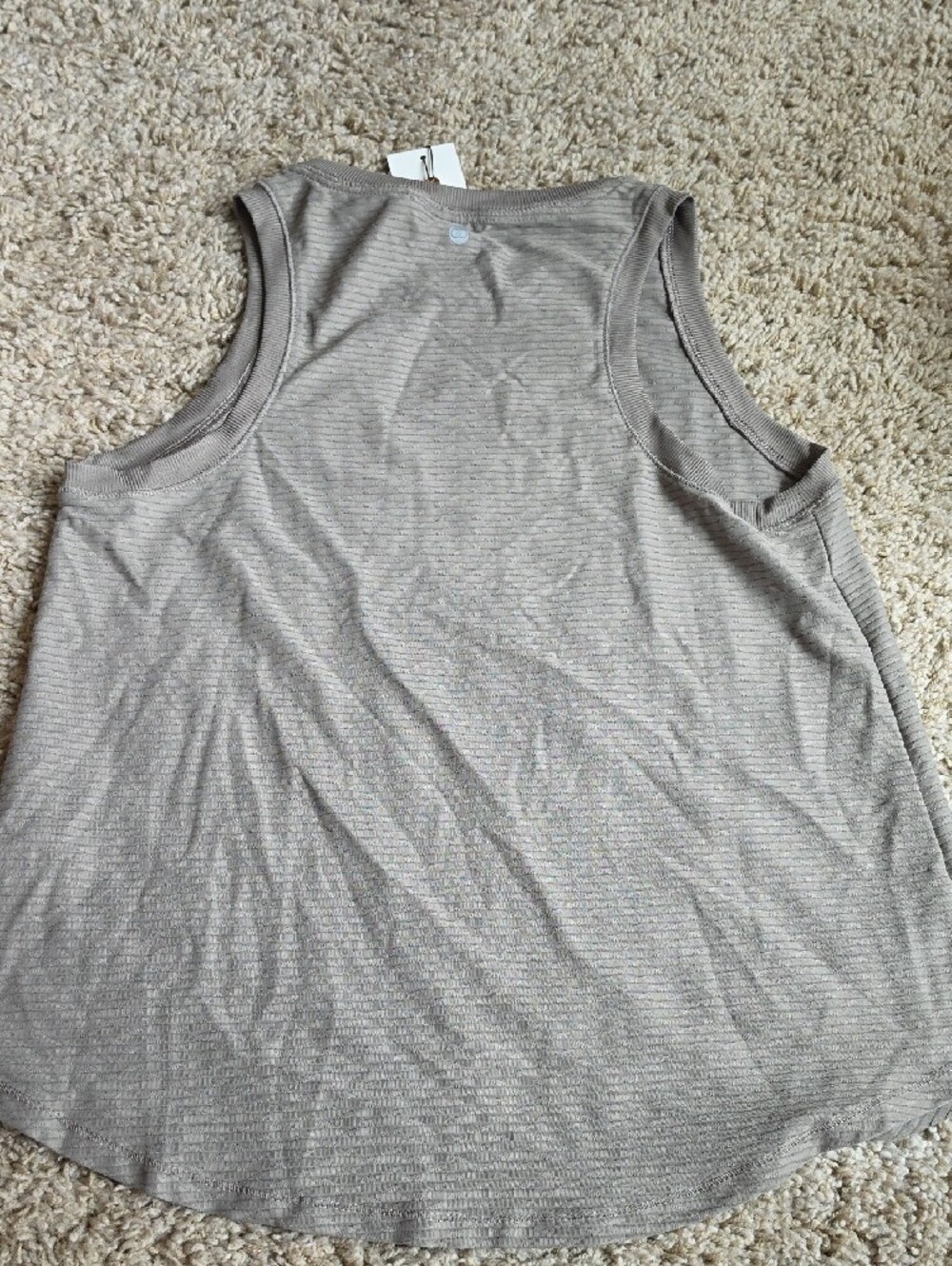 CALIA by Carrie Underwood Taupe-Striped Scoop Neck Tank - Picture 6 of 6